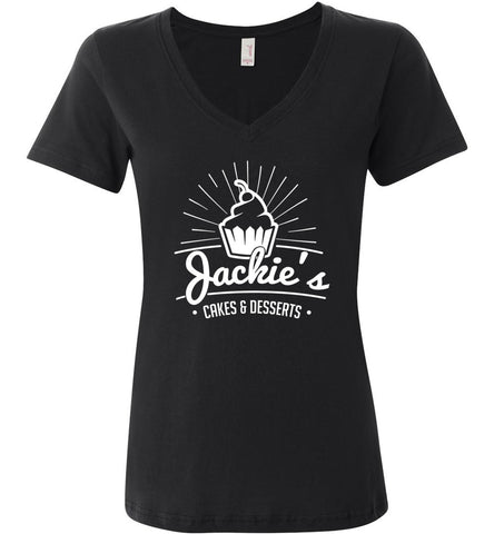 Anvil Ladies Featherweight V Neck - White Logo