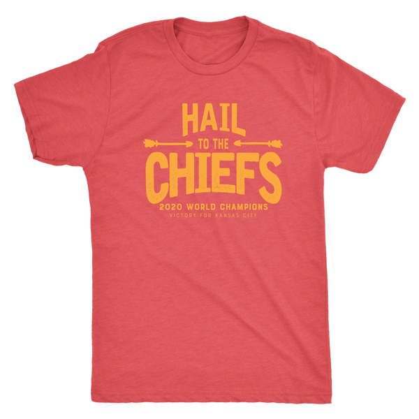 Hail to the Chiefs Mens and Womens Triblend Shirt - Yellow Lettering