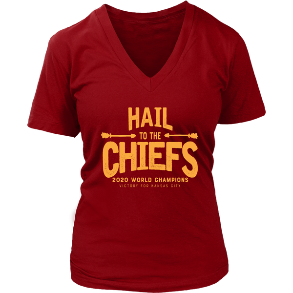 Hail To the Chiefs Womens V-Neck - Yellow Lettering