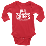 Hail to the Chiefs Long Sleeve Baby Bodysuit - White Lettering