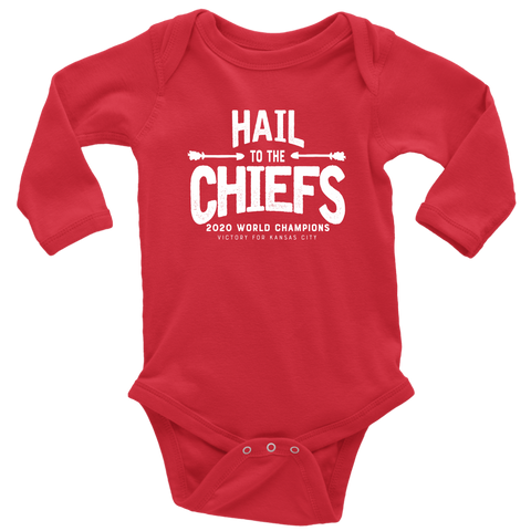 Hail to the Chiefs Long Sleeve Baby Bodysuit - White Lettering
